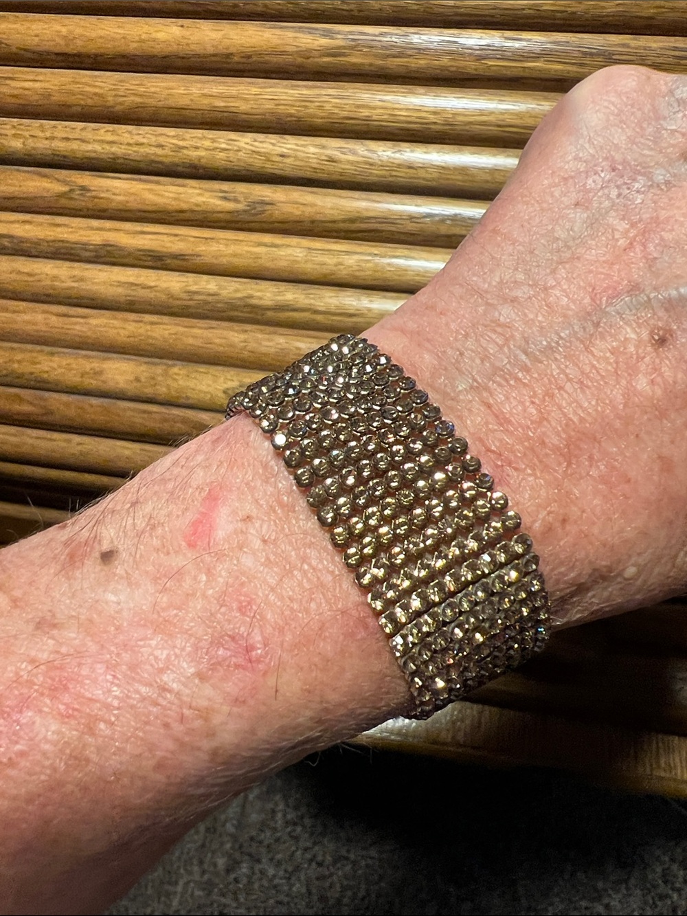 Noir (Vintage) Wide bracelet featuring multi-row sparkling crystal - 6”